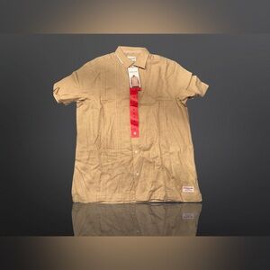 SCOTCH & SODA Relaxed Fit Linen Button-down Shirt In Khaki Tan Beige Size Medium